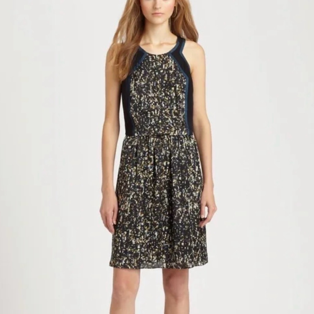 Rebecca Taylor Sequin-Print Racerback Dress In Black Size 2